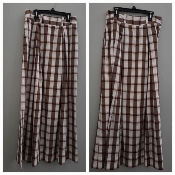Maeve Dresses & Skirts - Maeve Pleated Plaid Maxi Skirt A-Line Preppy Academia Brown Skirt Size 4